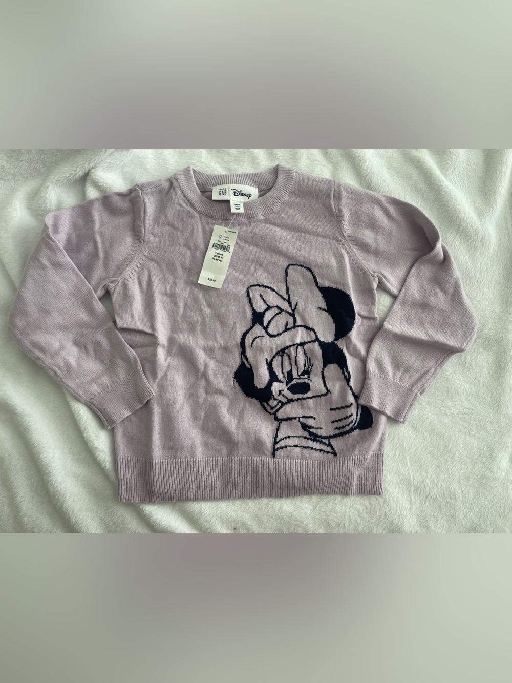 GAP Lilac & Black Minnie Mouse Knit Sweater - Kids